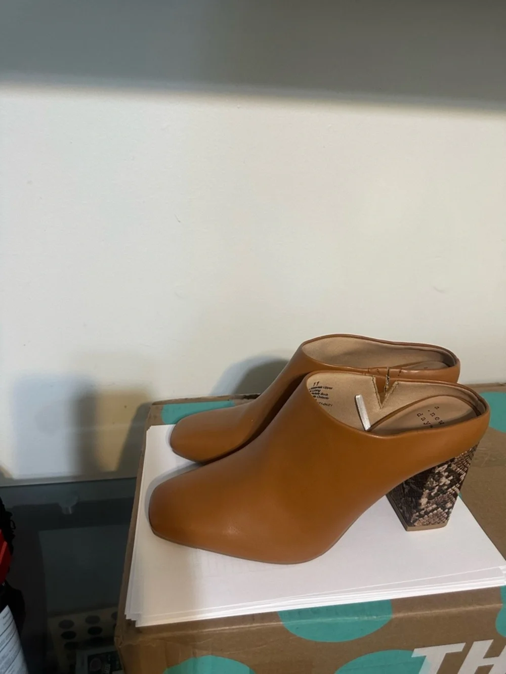 a new day Cognac Brown Square-Toe Mule Heels - Picture 2 of 5